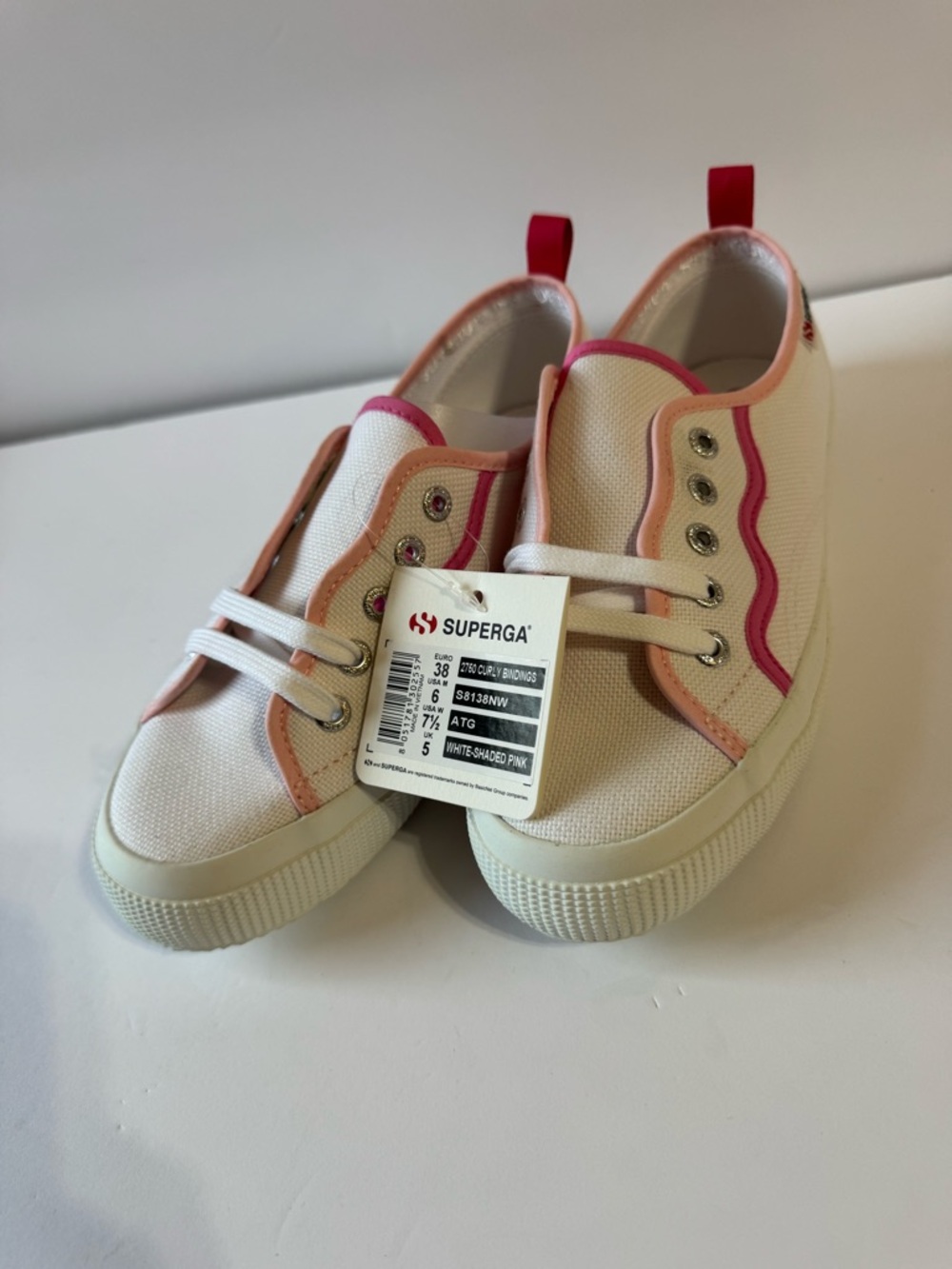 Superga White Sneakers with Pink Trim